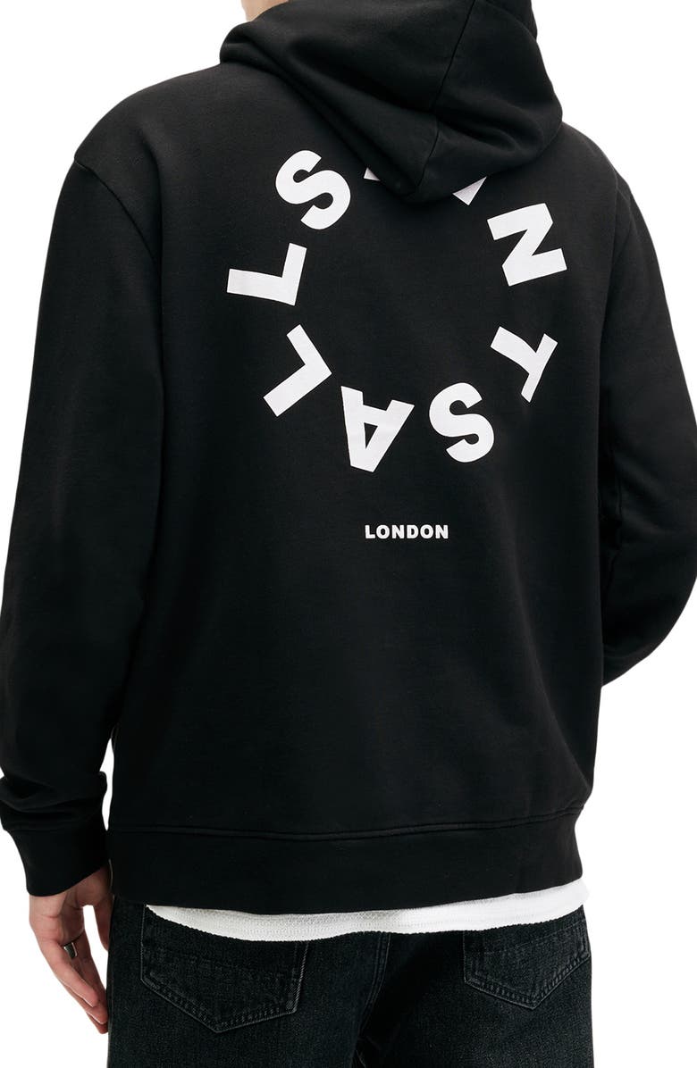 AllSaints Tierra Logo Cotton French Terry Graphic Hoodie, Alternate, color,