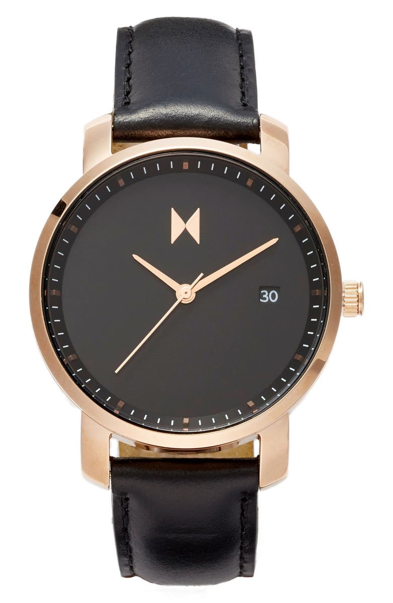 MVMT WATCHES MVMT Leather Strap Watch, 38mm, Main, color,