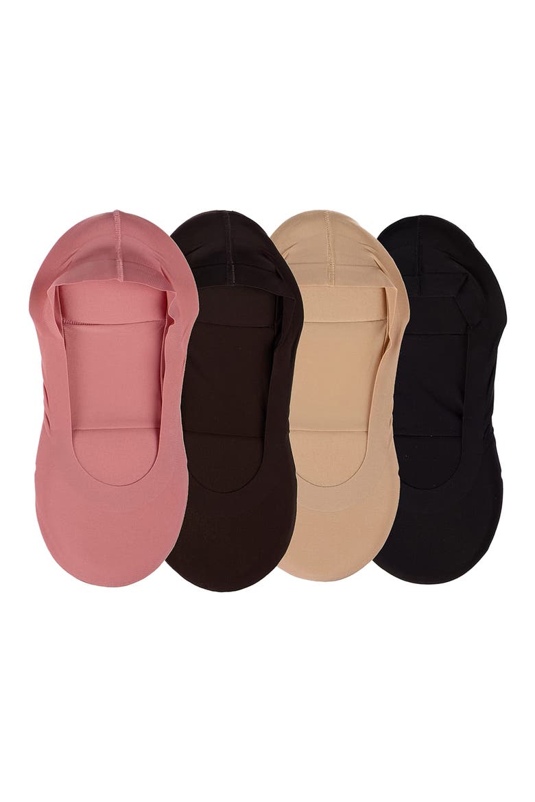 Assorted 4-Pack Cushioned Liner Socks, Main, color, MAUVE MULTI