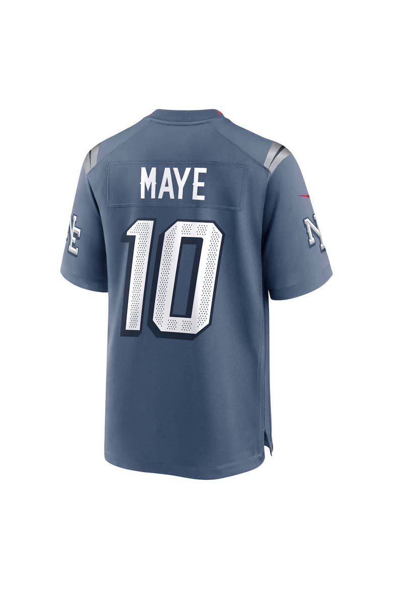 Men's Nike Drake Maye Storm Blue New England Patriots 2025 Rivalries Collection Game Jersey, Alternate, color, Blue