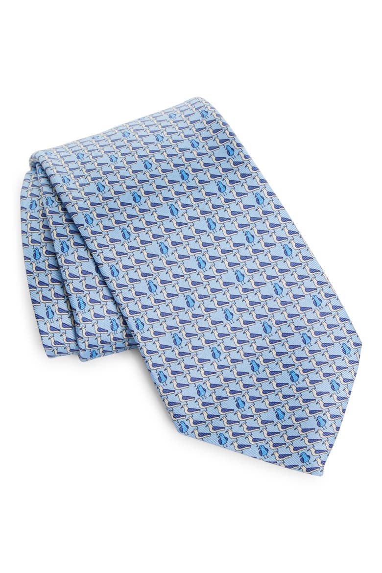 Quadri Bird Silk Tie, Main, color, BLUE