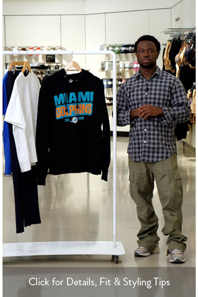 Men's '47 Black Miami Dolphins Box Out Headline Pullover Hoodie video