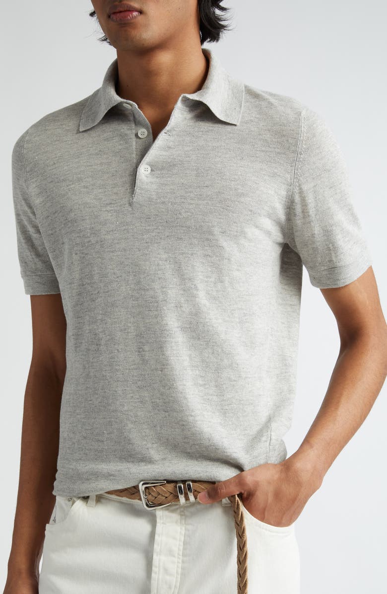 Brunello Cucinelli Linen & Cotton Short Sleeve Polo, Alternate, color, 
