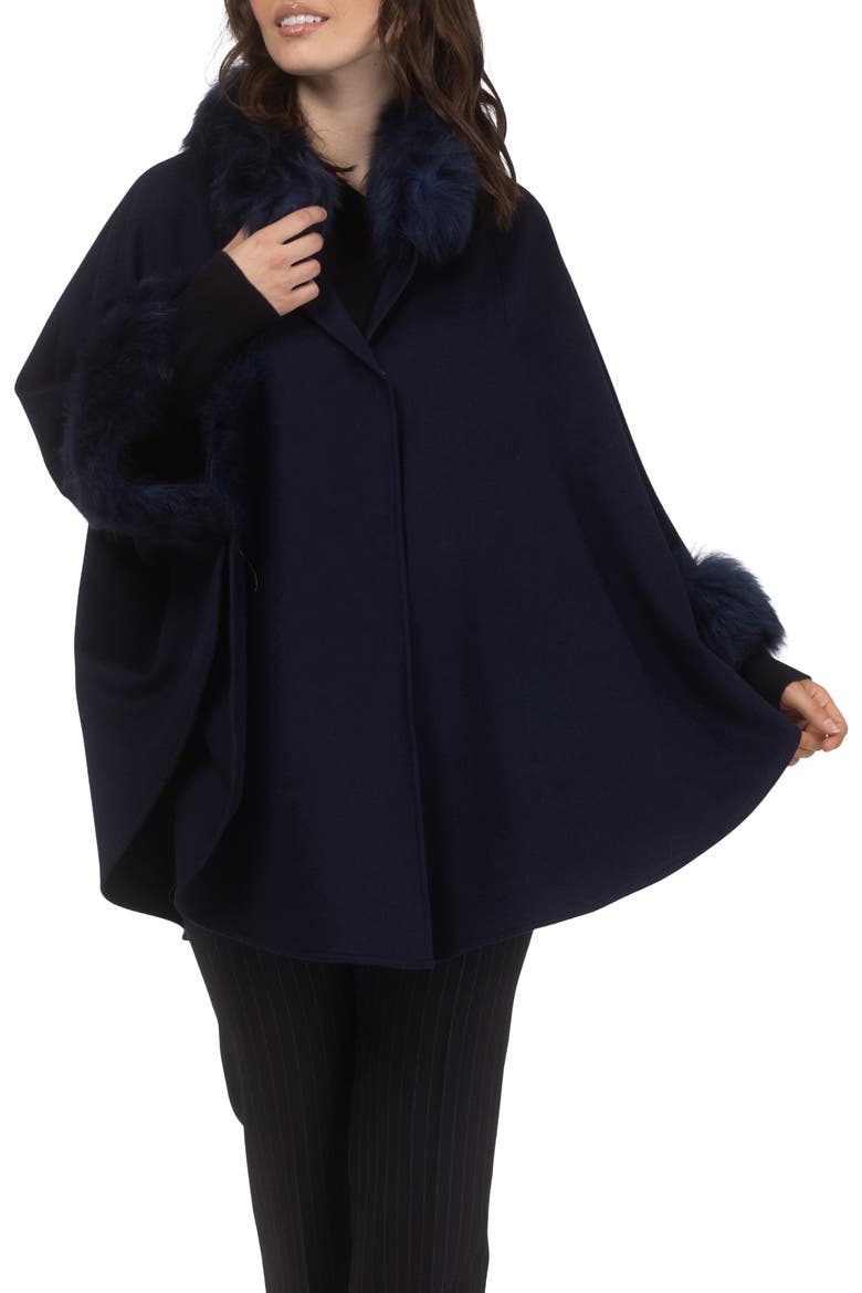 Wool And Cashmere Cape, Main, color, NAVY