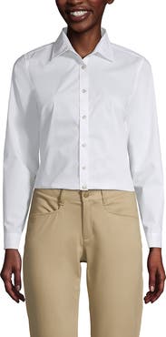 Lands' End School Uniform No Gape Long Sleeve Stretch Shirt