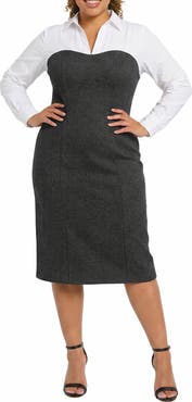 London Times Mixed Media Sheath Dress