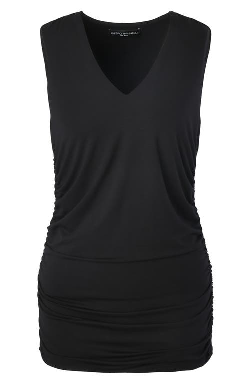 Pietro Brunelli Maternity Maternity Sleeveless Dolce Blouse With V-neck And Side Ruching In Black