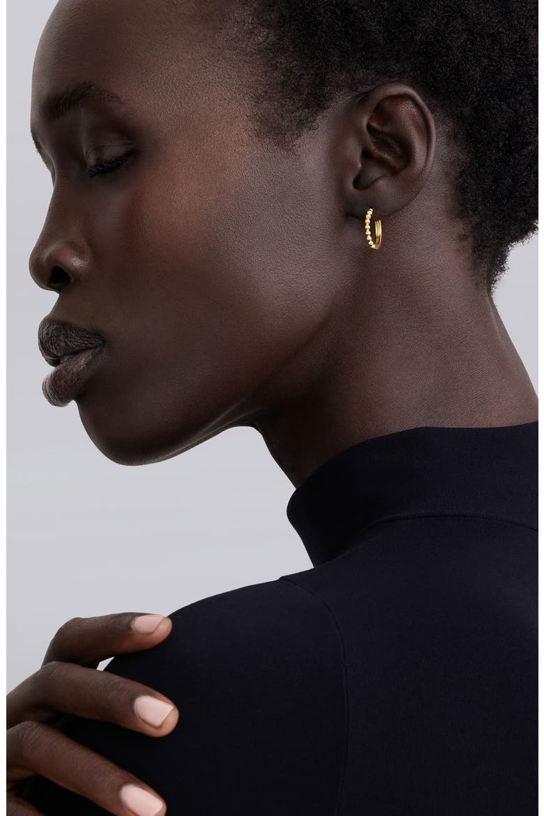18K Gold Caviar Half Bead Hoop Earrings, Alternate, color, GOLD