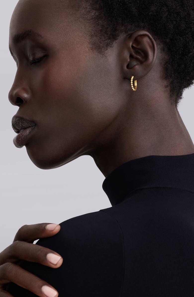 LAGOS 18K Gold Caviar Half Bead Hoop Earrings, Alternate, color, Gold