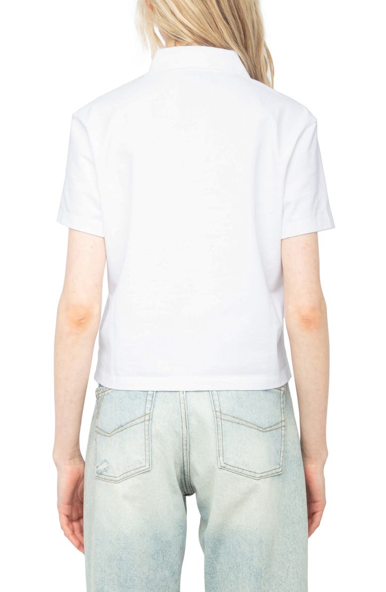 Zadig & Voltaire Mirta Wings Crop Cotton Polo Shirt, Alternate, color, White