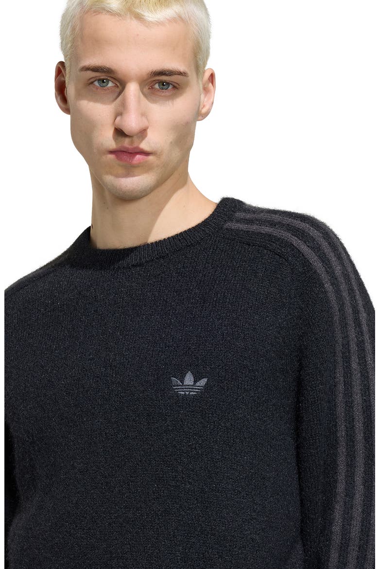 3-Stripes Knit Sweater, Alternate, color, BLACK