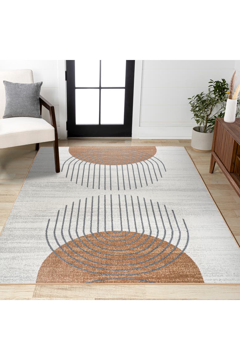 Kallax Geometric Modern Low-Pile Machine-Washable Area Rug, Alternate, color, Cream/Terra