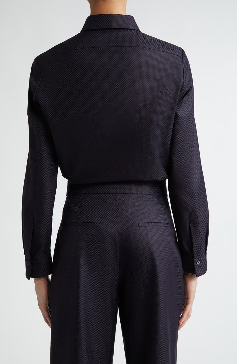 PARTOW Lara Cotton Jacquard Crop Button-Up Shirt, Alternate, color, Black