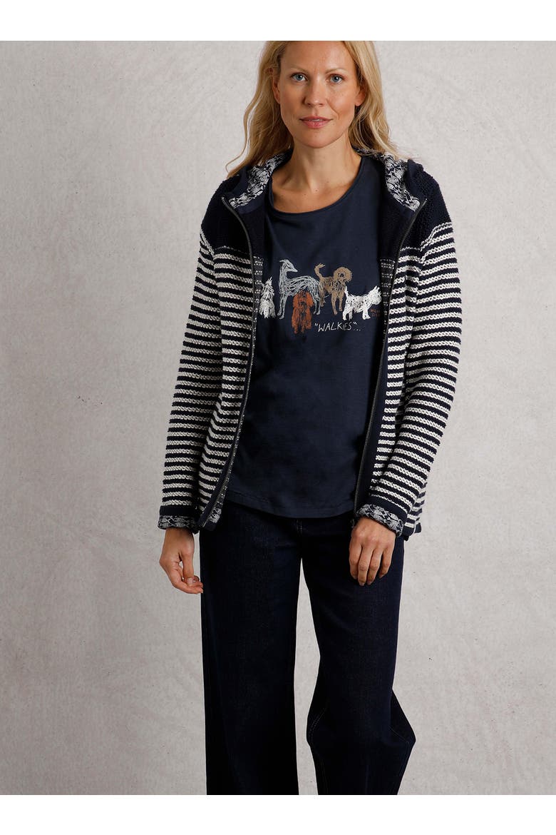 Bianca Full Zip Stripe Macaroni Hoodie, Alternate, color, Navy