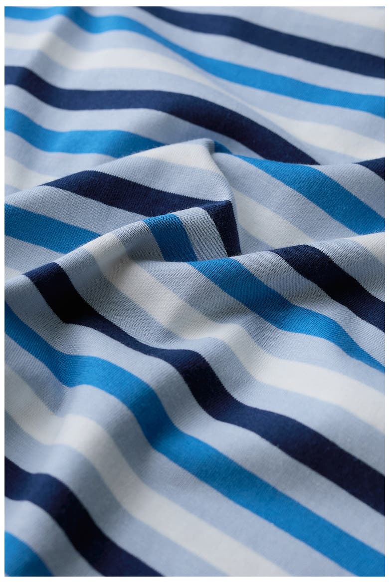 Sailor Stripe Three Quarter Sleeve Organic Cotton T-Shirt, Alternate, color, TRI MINI CORNISH BLUE FOG