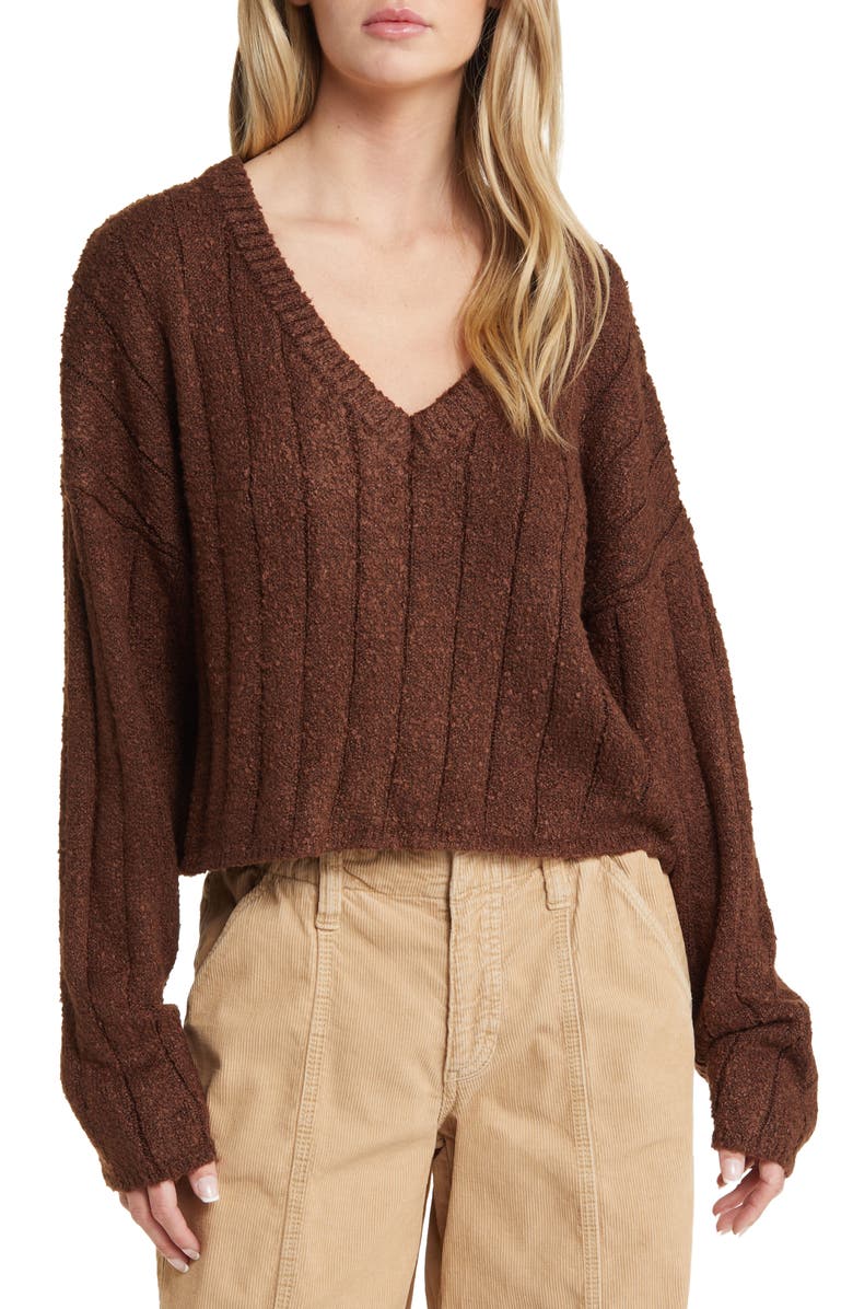 PacSun V-Neck Rib Crop Sweater, Main, color, 