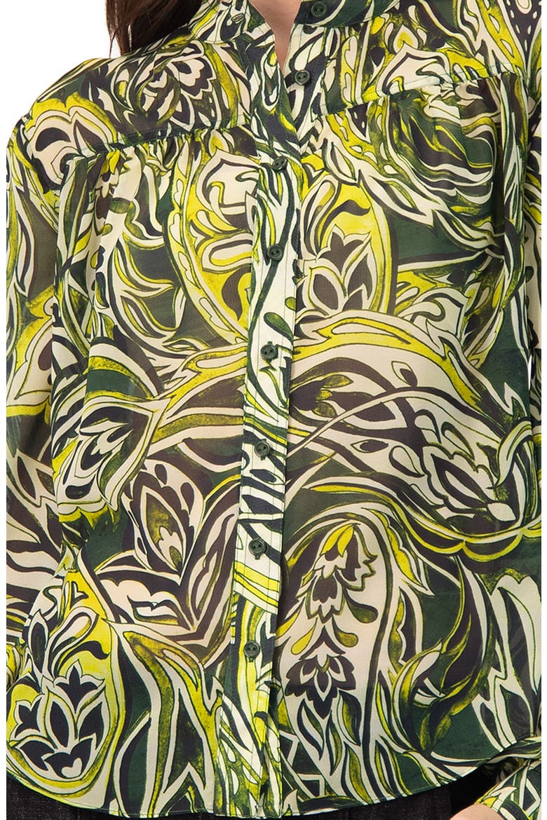 Printed Round Neck Blouse, Alternate, color, Green