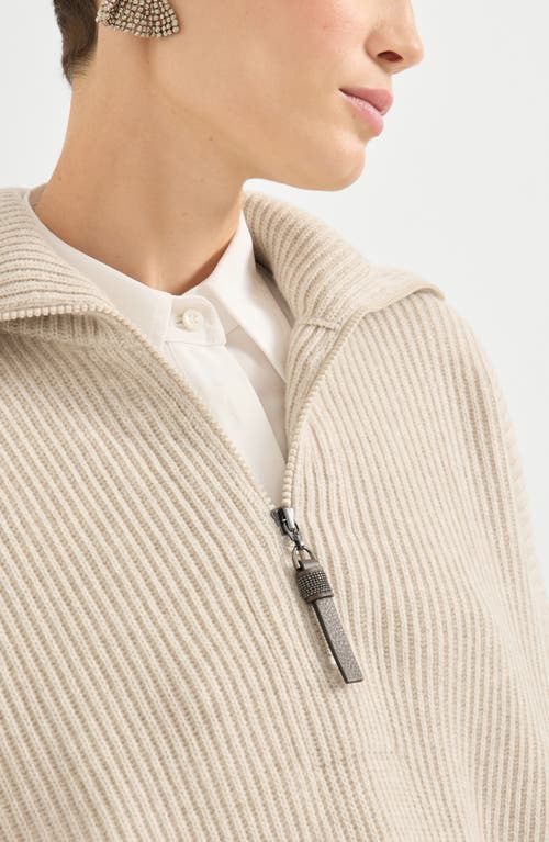 Brunello Cucinelli Cashmere English Rib Sweater In Brown