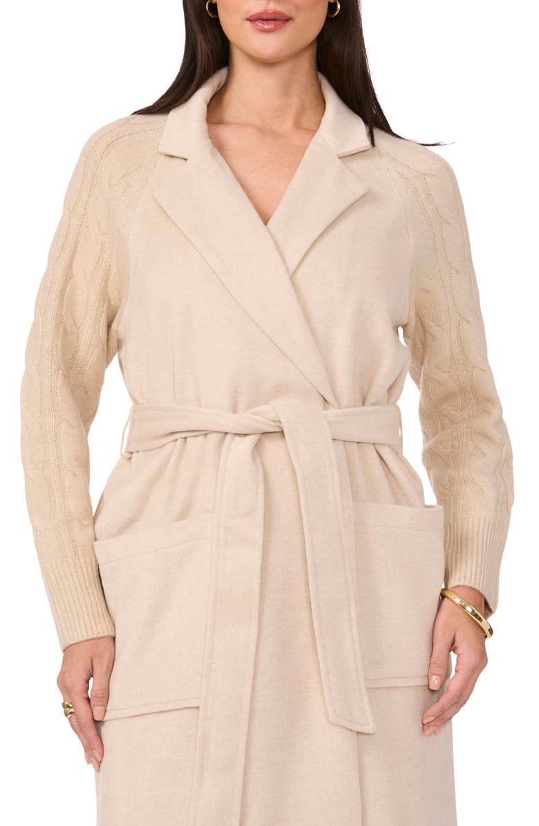 Vince Camuto Mixed Media Tie Waist Cardigan, Alternate, color,