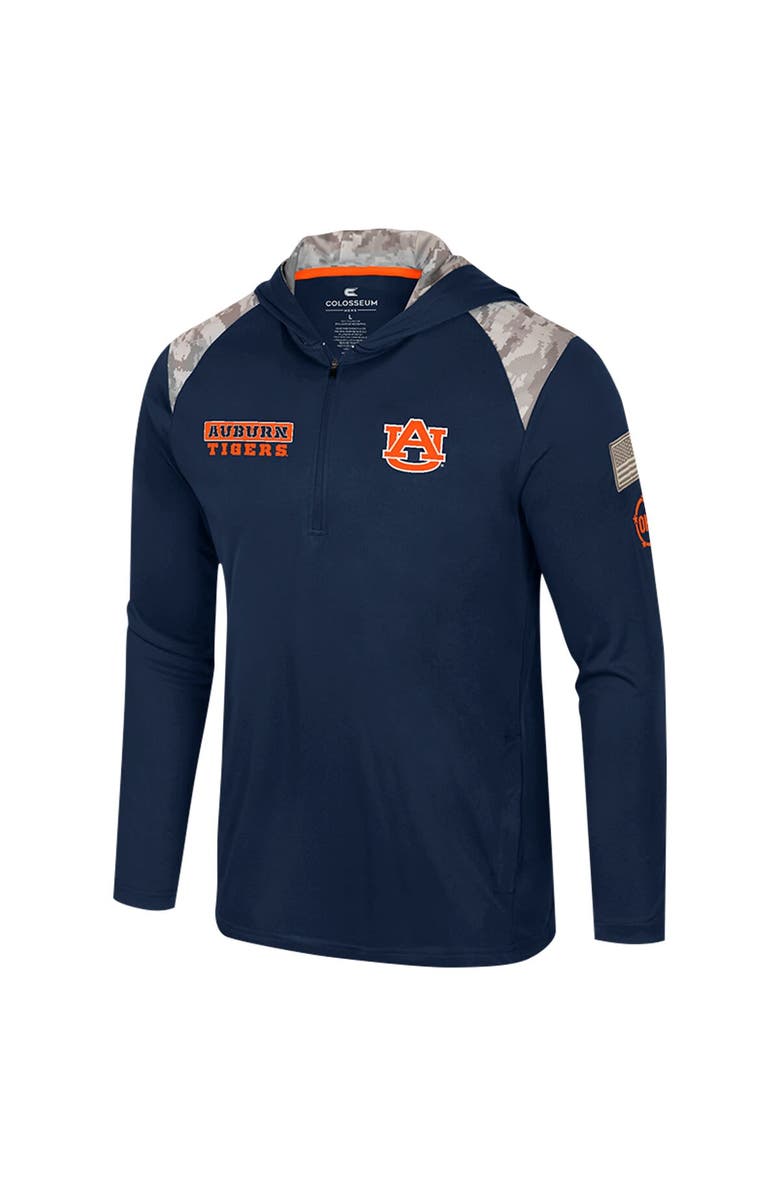 COLOSSEUM Men's Colosseum Navy Auburn Tigers OHT Military Appreciation Quarter-Zip Hoodie Jacket, Alternate, color, 