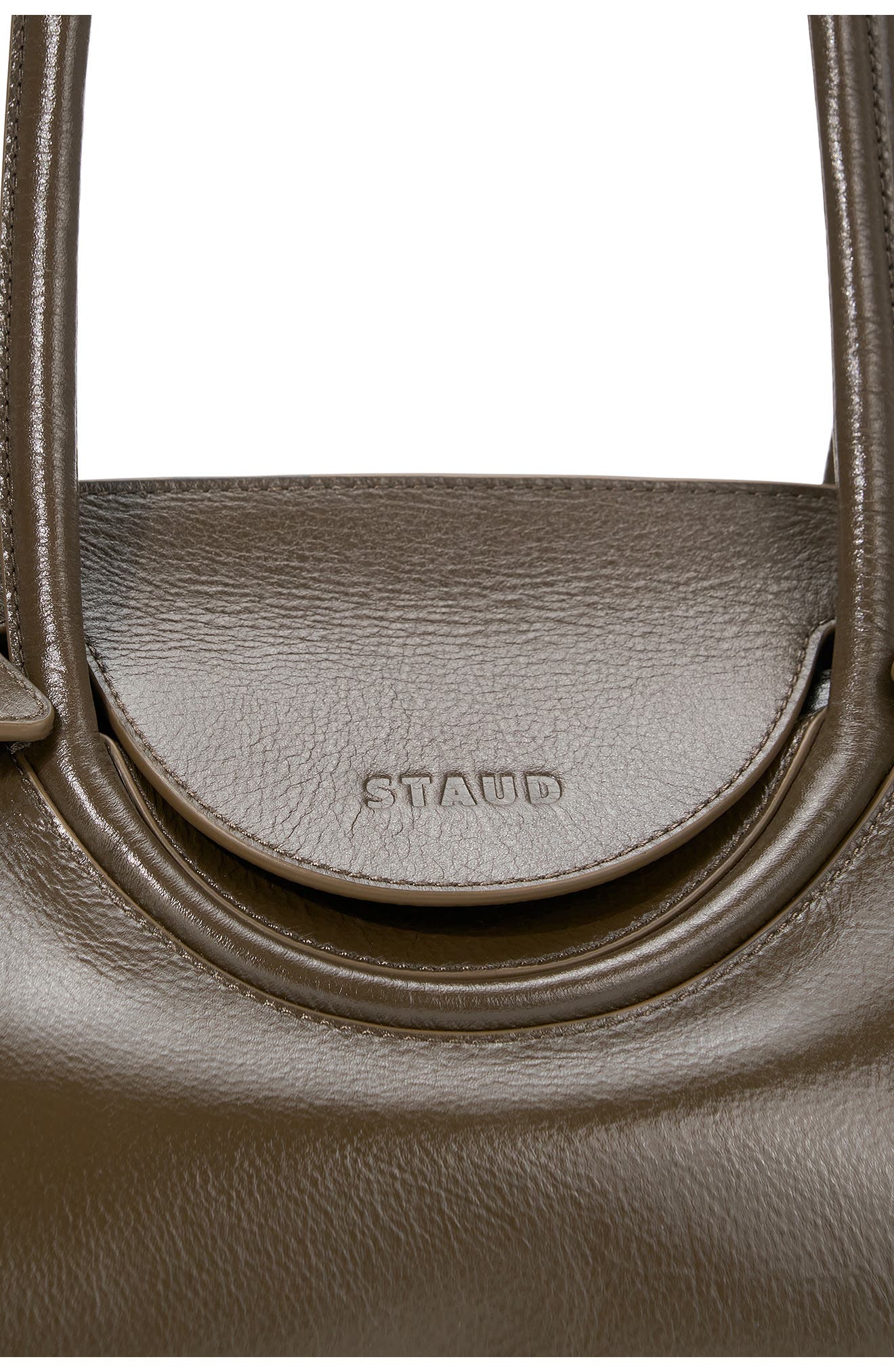 STAUD Maude Leather Shoulder Bag, Alternate, color, Truffle