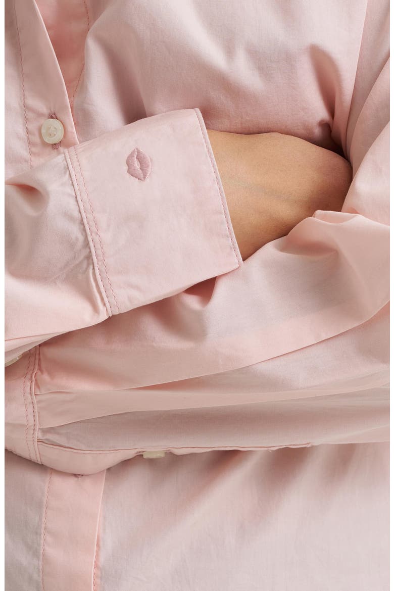 Cotton Button Up Shirt, Alternate, color, PEACH BUD