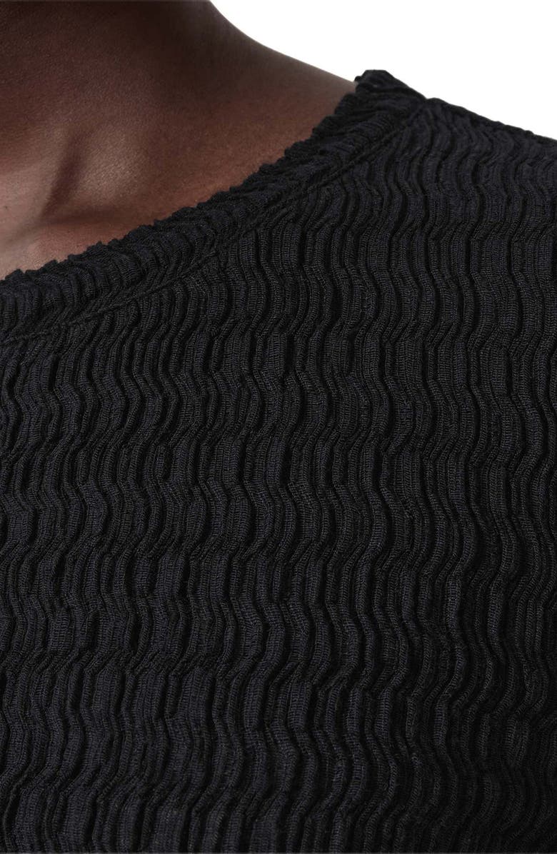 AllSaints Long Sleeve Shirred Top, Alternate, color, Black