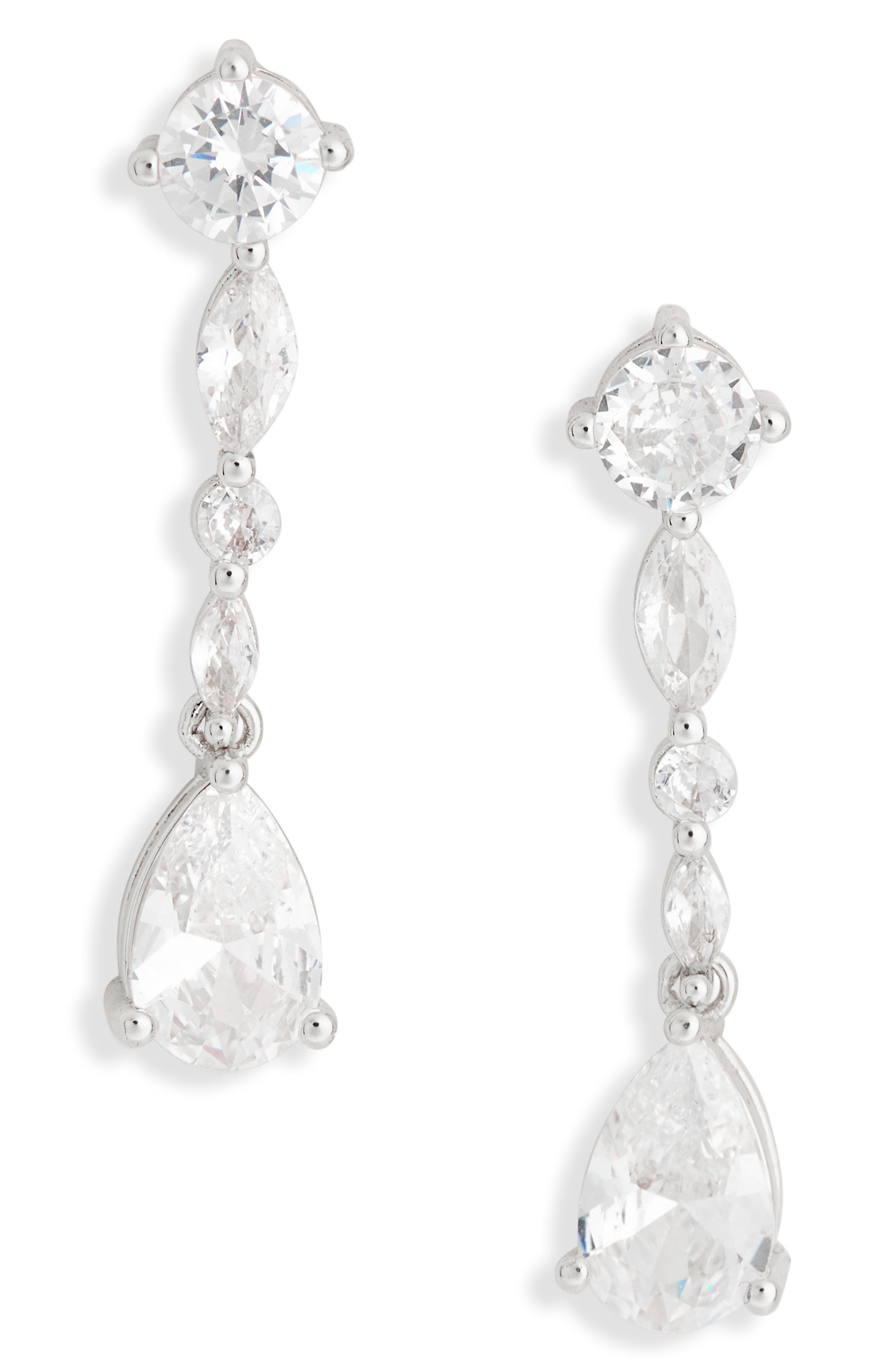 NORDSTROM RACK Mixed Cubic Zirconia Linear Drop Earrings
