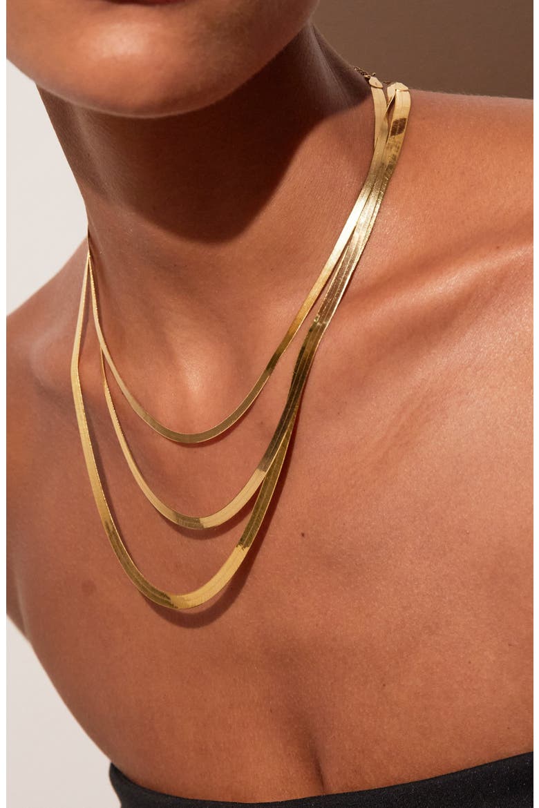 Herringbone Chain Necklace, Alternate, color, Yellow Gold Vermeil