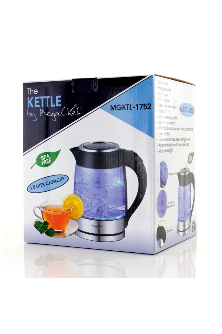 1.8Lt. Glass Body and Stainless Steel Electric Tea Kettle, Alternate, color, Grey