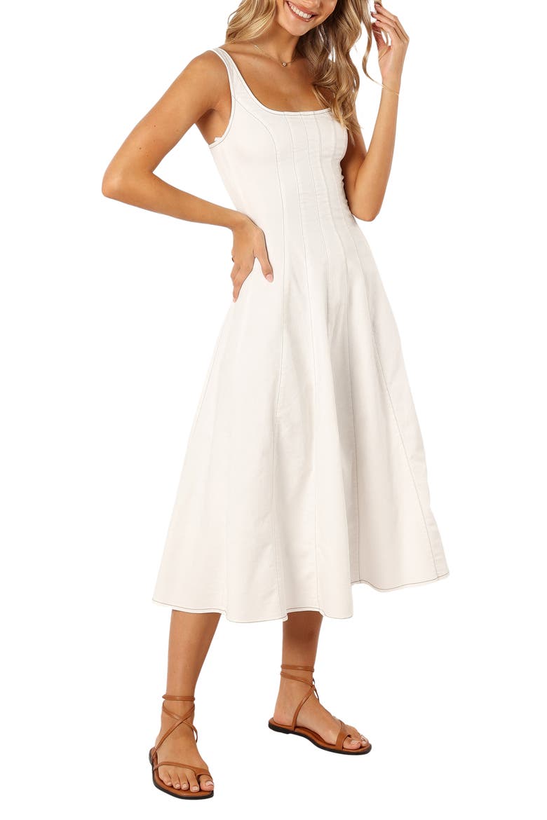 Una Fit & Flare Midi Dress, Alternate, color, WHITE