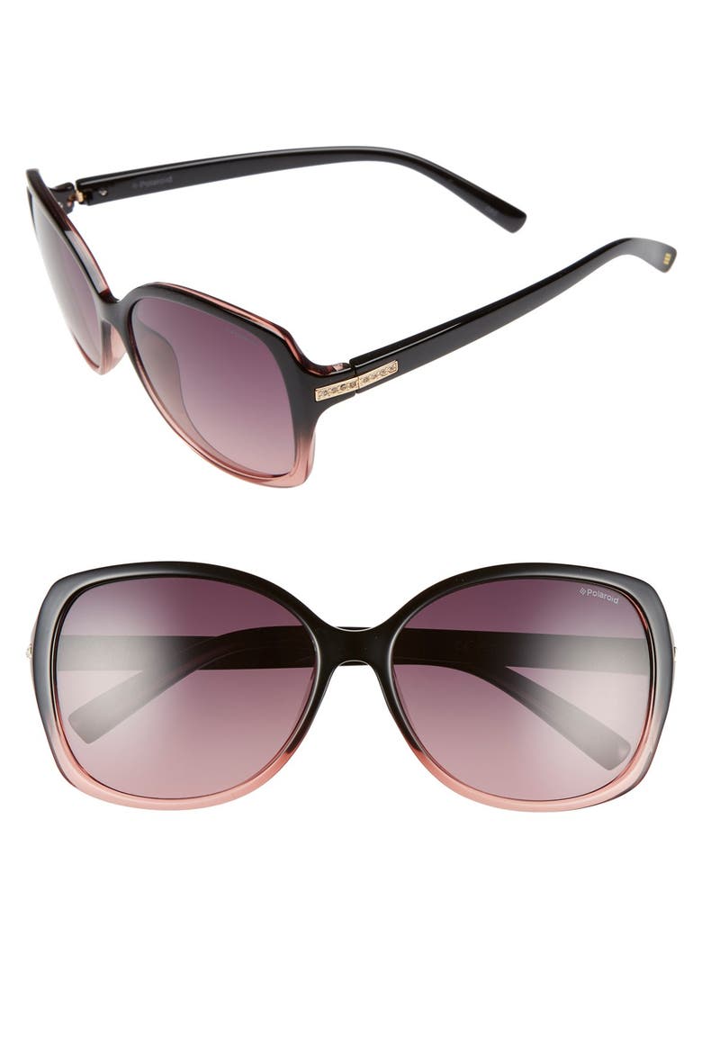 58mm Polarized Sunglasses, Main, color, BLACK SHADED/ PINK/ POLARIZED