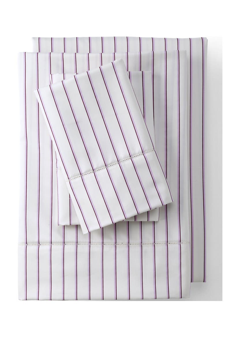 700 Thread Count Luxe Sateen Egyptian Cotton No Iron Bed Sheet Set, Main, color, Ivory/Lilac Twin Stripe