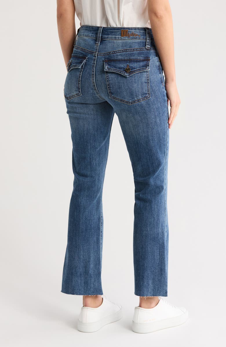 KUT from the Kloth Nikki Raw Hem Low Rise Kick Flare Jeans, Alternate, color, Witch Hazel