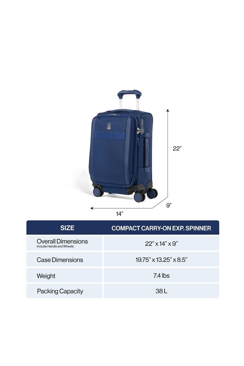 Versapack + Lightweight Softside Expandable 20" Compact Carry On Spinner Luggage, Alternate, color, Black
