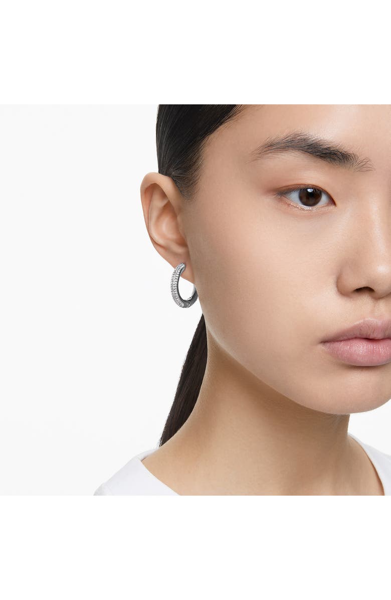 Swarovski Dextera Crystal Hoop Earrings, Alternate, color, Silver