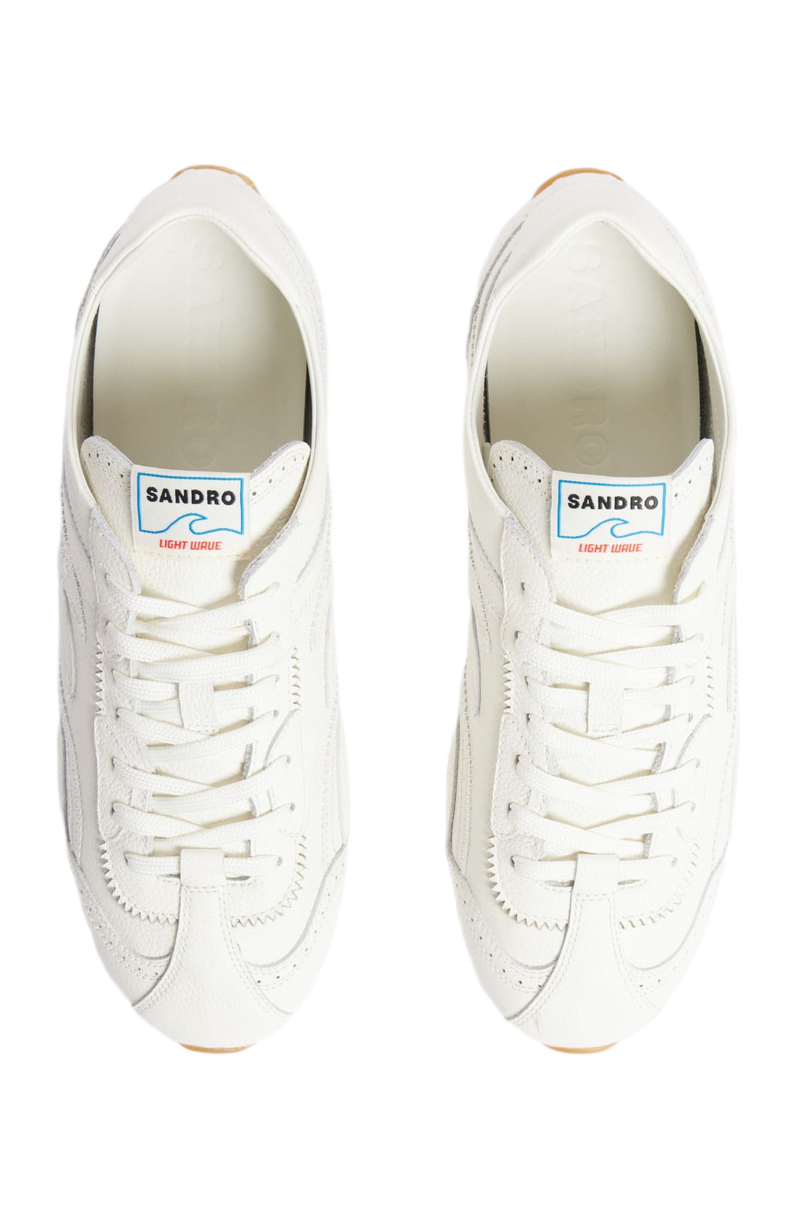 Light Wave leather trainers, Alternate, color, Ecru