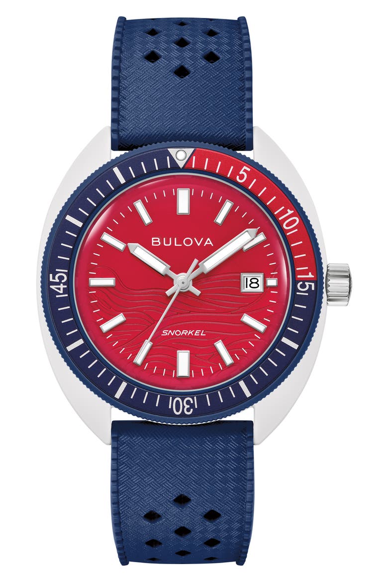 x Sail4th Snorkel Rubber Strap Watch, 41mm, Main, color, BLUE