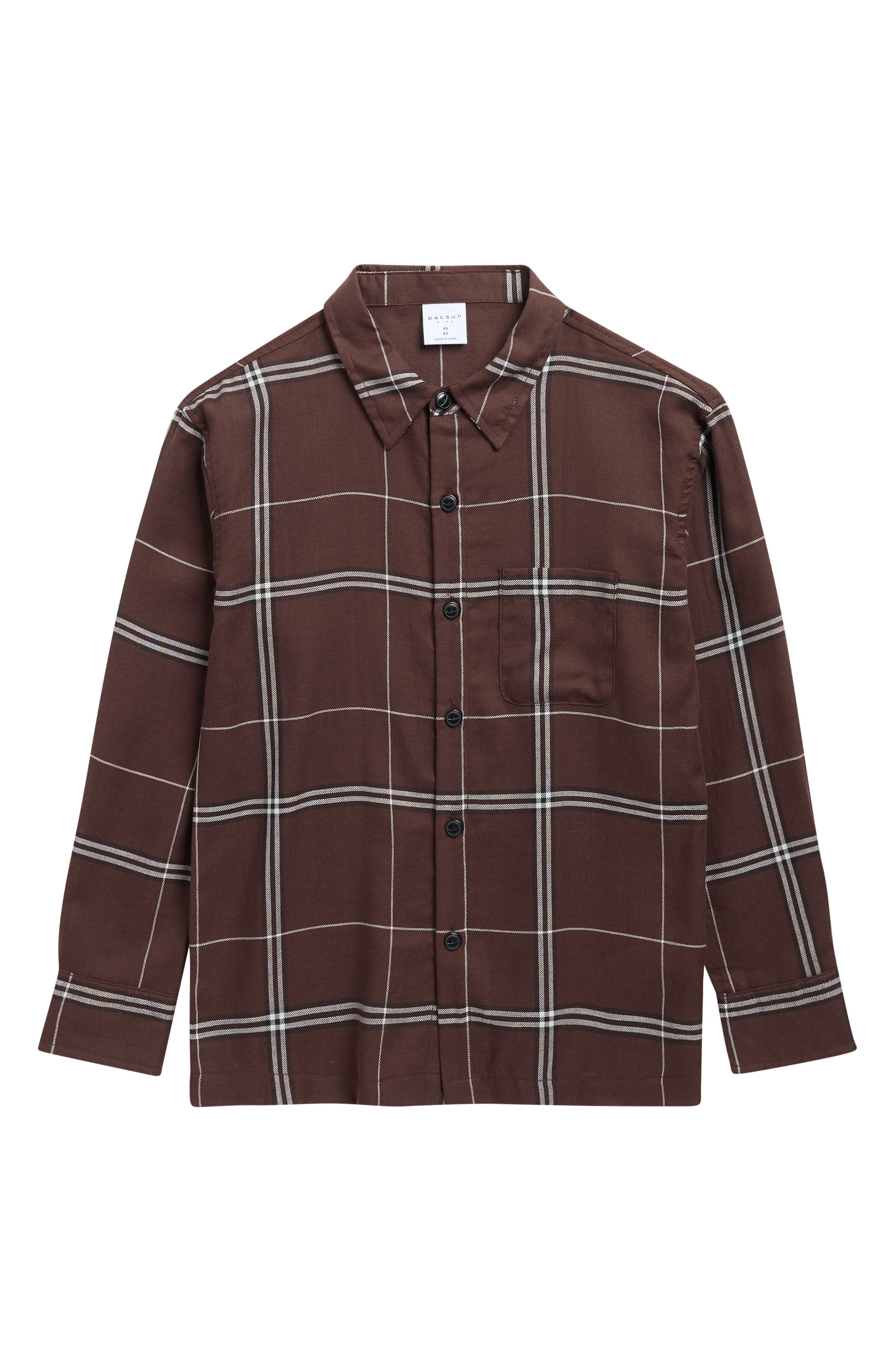 PacSun Kids' Plaid Cotton Flannel Button-Up Shirt