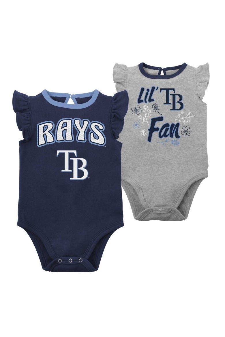 Girls Newborn & Infant Navy/Heather Gray Tampa Bay Rays Little Fan Two-Pack Bodysuit Set, Main, color, Navy