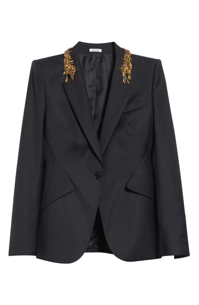 McQueen Embellished Collar Wool Jacket, Main, color, Black