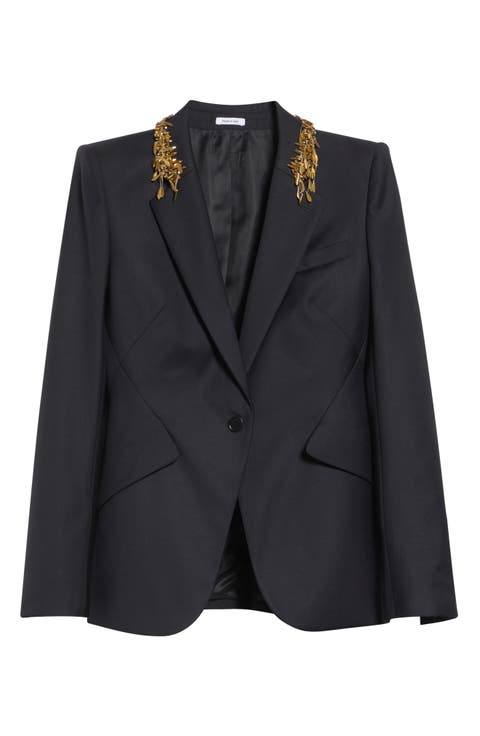 Embellished Collar Wool Jacket