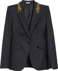 McQueen Embellished Collar Wool Jacket