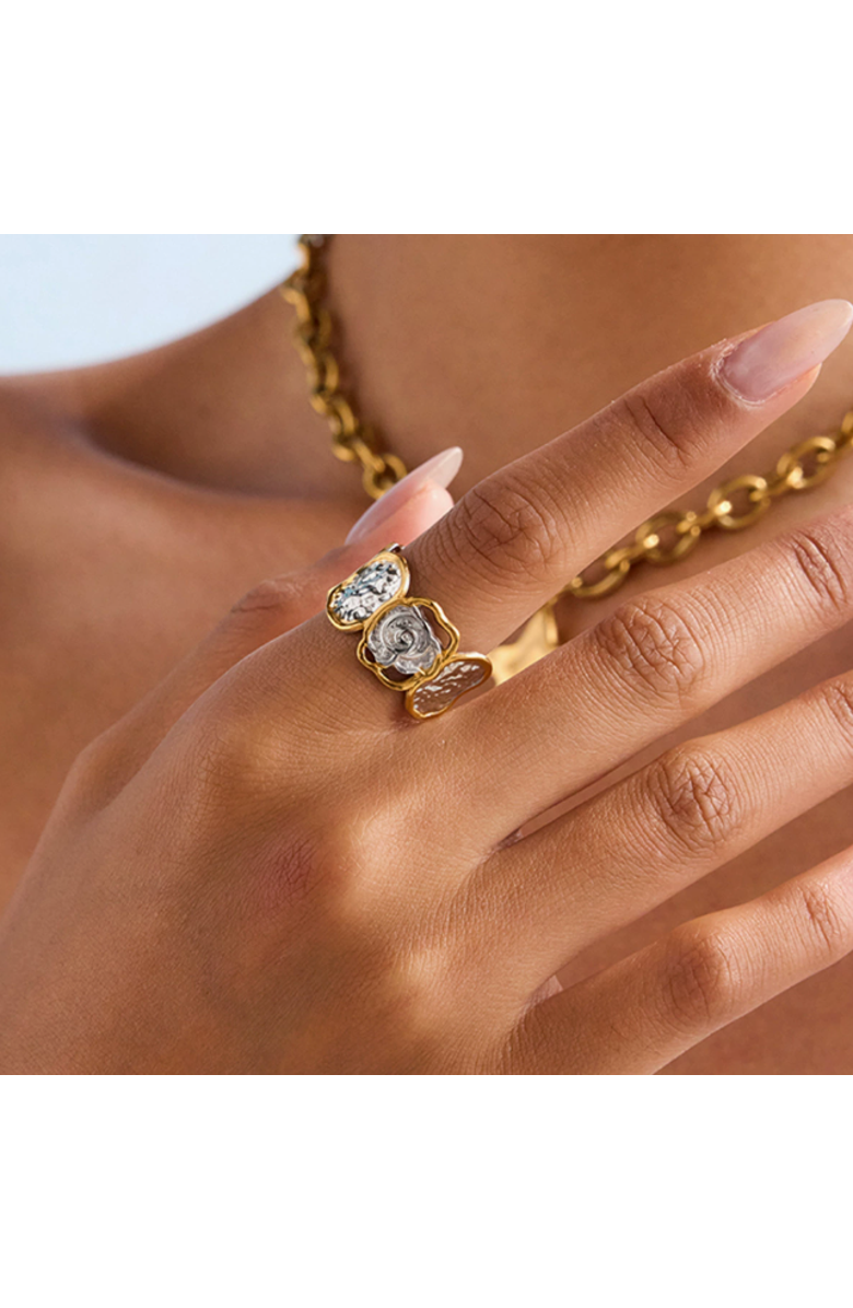 Gemini Jewelry Rose Petal Open Ring, Alternate, color, Yellow