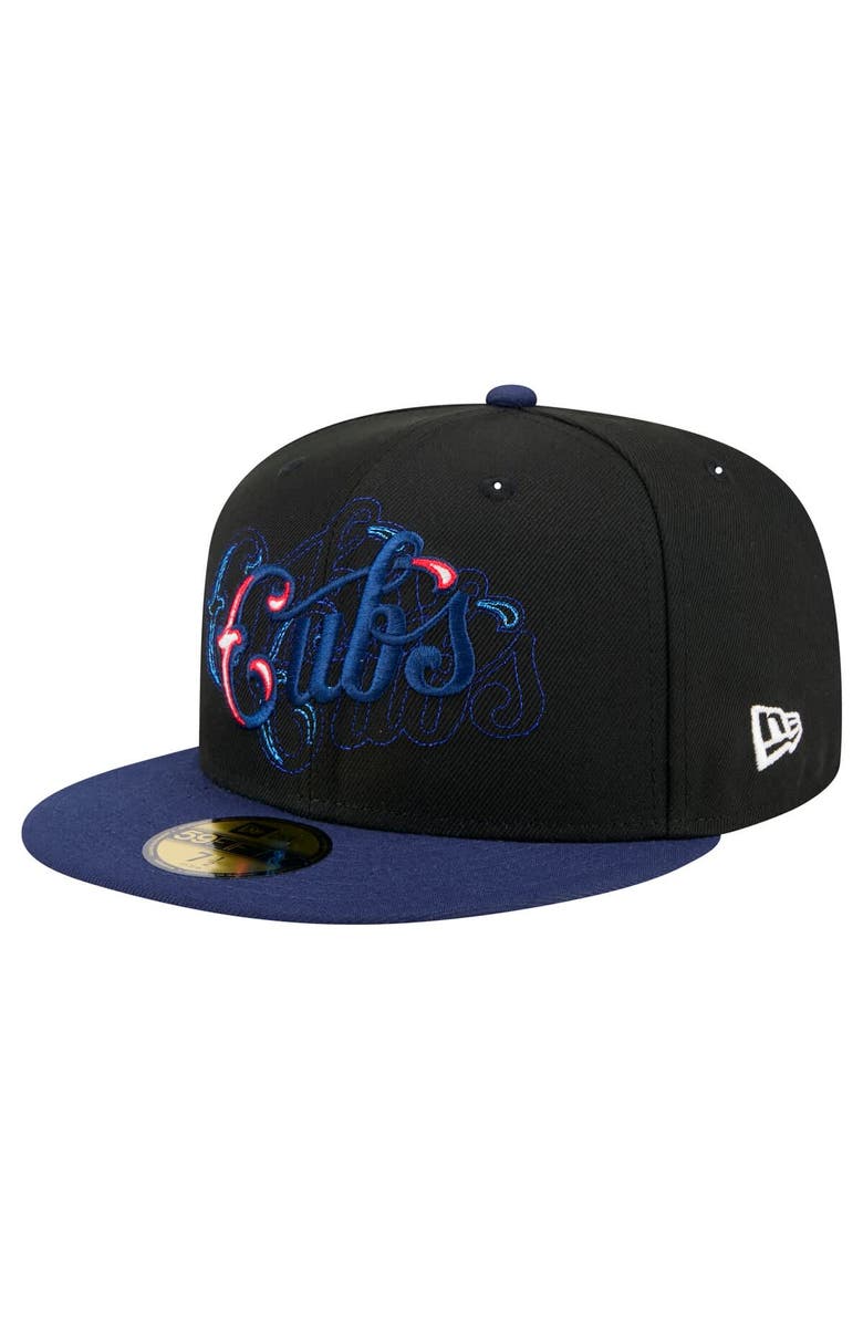 New Era Men's New Era Black Chicago Cubs Shadow Stitch 59FIFTY Fitted Hat, Alternate, color, 
