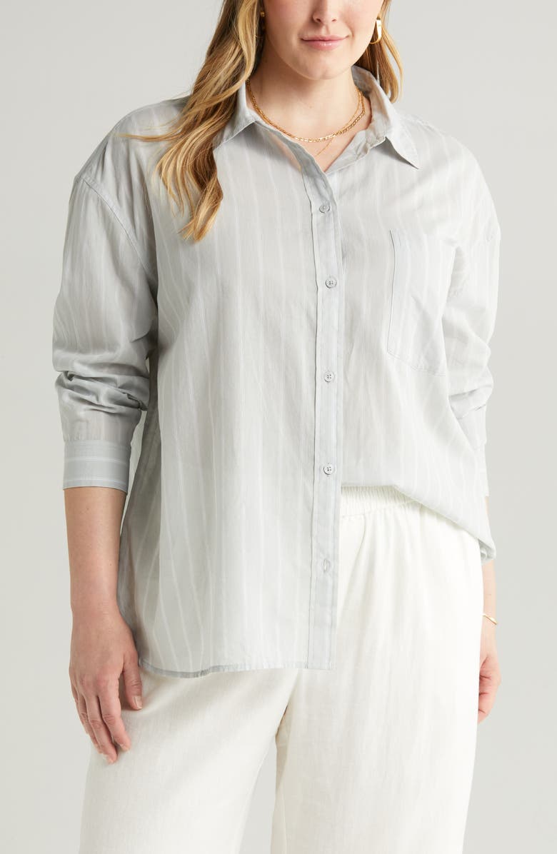 Treasure & Bond Cotton Voile Button-Up Shirt, Main, color,