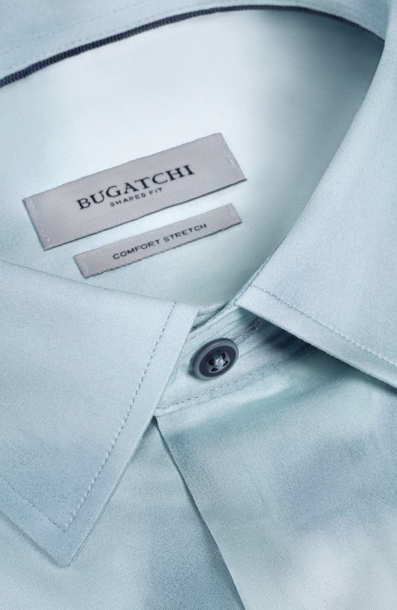 Bugatchi Julian Shaped Fit Cloud Print Stretch Cotton Button-Up Shirt, Alternate, color, Sea Spray
