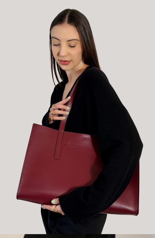 Hyer Goods Upcycled Leather Laptop Tote Bag In Burgundy