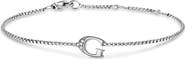 David Yurman Petite Pavé Initial Chain Bracelet in Sterling Silver with Diamonds
