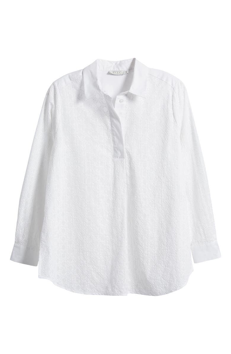 Masai Copenhagen Geneo Cotton Eyelet Button-Up Shirt, Alternate, color, 